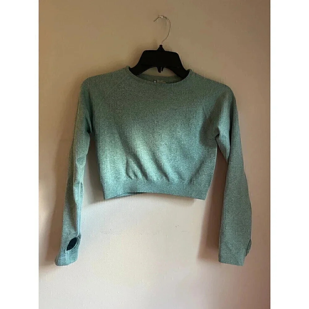 workout compression crop top color Green from Amazon  size Medium